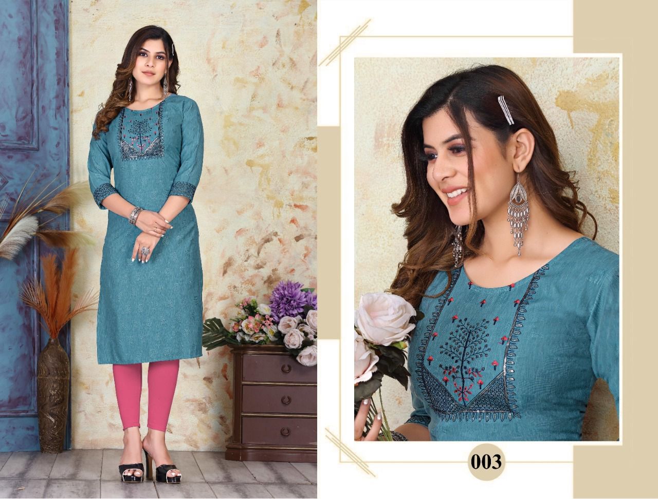 New Vaidehi 1 Rayon New Fancy Wear Straight Cut Designer Kurti Collection